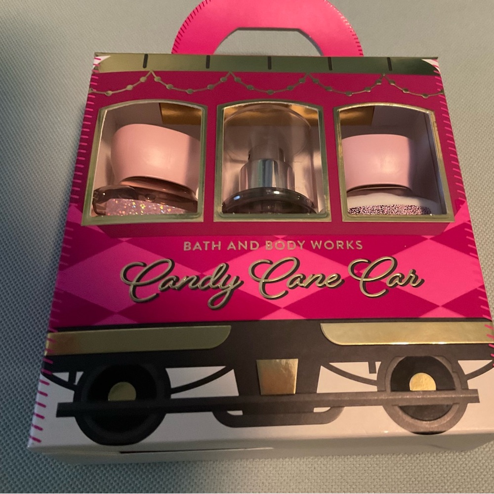 Bath and Body Works 3 Piece Candy Cane Car Bath Set New